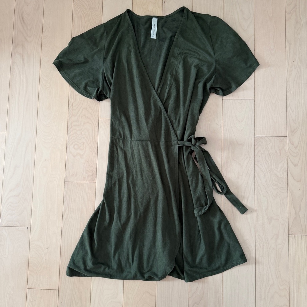 Peppermint Olive Green Wrap Dress